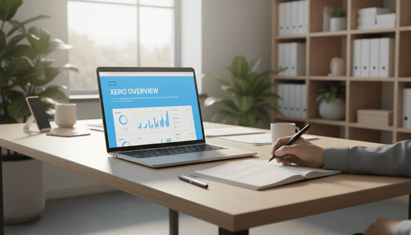 Xero accounting software displayed on laptop at a modern Toronto accounting workspace
