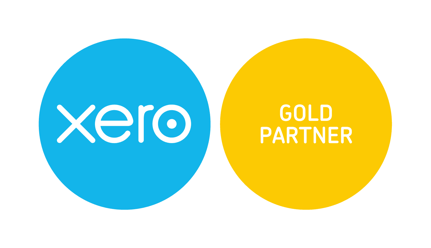 Xero logo in blue circle and "GOLD PARTNER" in yellow circle.